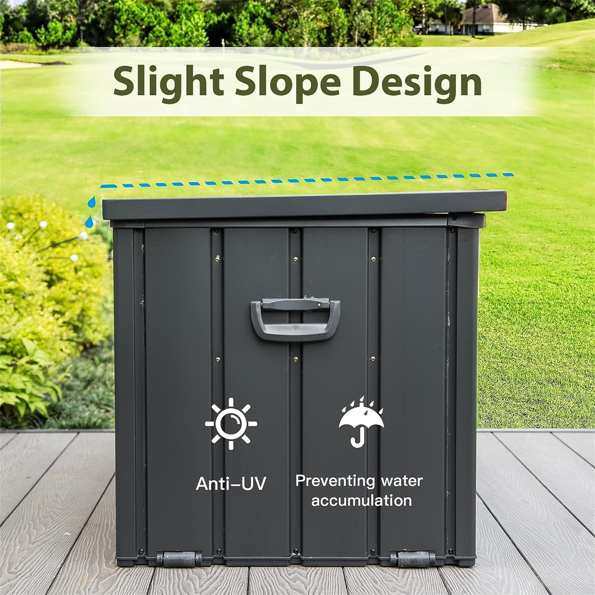 Aimee Lii 120 Gallon Outdoor Storage Deck Box Waterproof, Large Patio Storage Bin, Outdoor Toy Storage for Kids, Lockable, Dark Gray